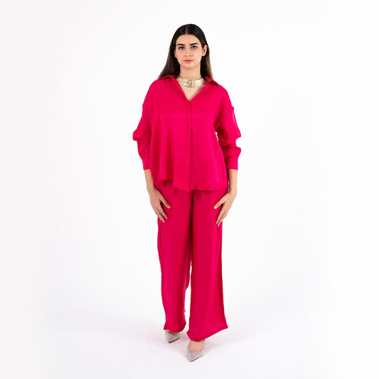 Fuchsia Oversize Satin Set