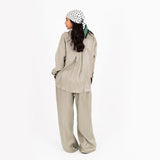 Olive Oversize Satin Set