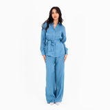 Turquoise Oversize Satin Set