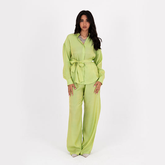Apple Green Oversize Satin Set