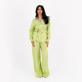 Apple Green Oversize Satin Set