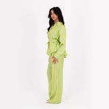 Apple Green Oversize Satin Set