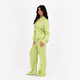 Apple Green Oversize Satin Set