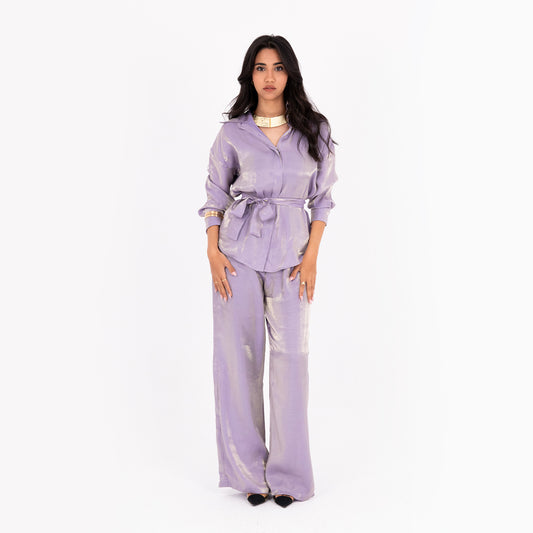 Purple Oversize Satin Set
