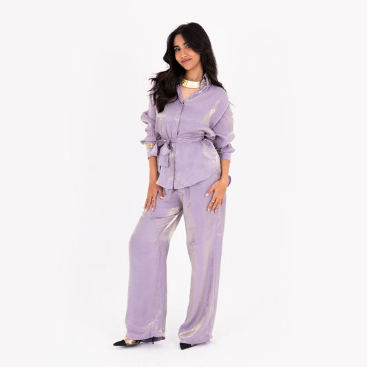 Purple Oversize Satin Set