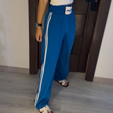 Double waist Blue Joggers with White Stripe