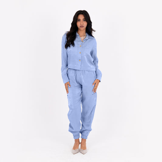 Baby Blue Baggy Satin Set