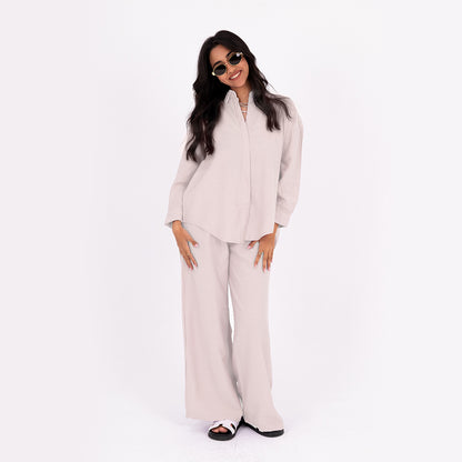 Beige Oversize Linen Set