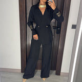 Black Satin Voile Wide-Leg Set