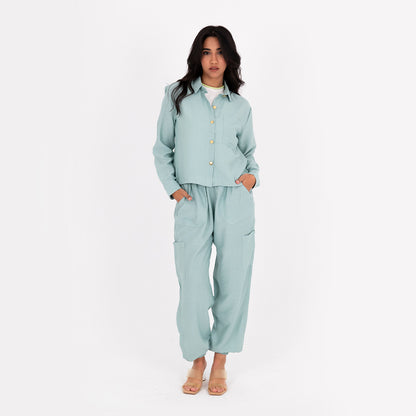 Mint Baggy Linen Set