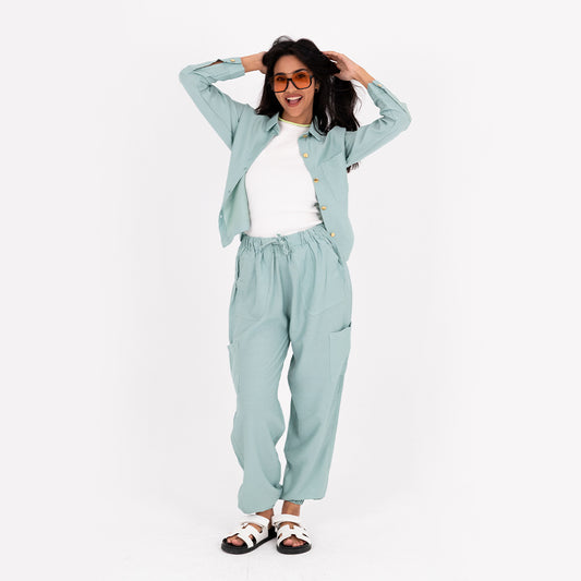 Mint Baggy Linen Set