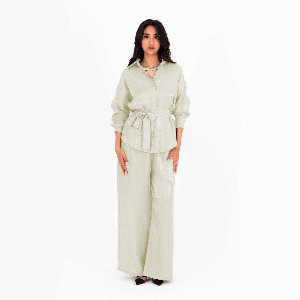 Pistachio Oversize Satin Set