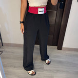 Black Joggers with Fuchsia Double waist