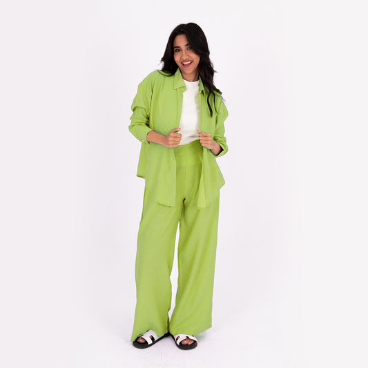 Apple Green Oversize Linen Set