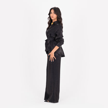 Black Oversize Satin Set