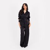 Black Oversize Satin Set