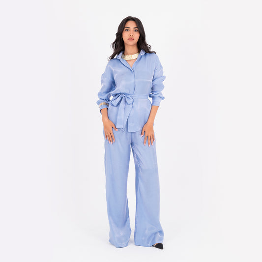 Baby Blue Oversize Satin Set