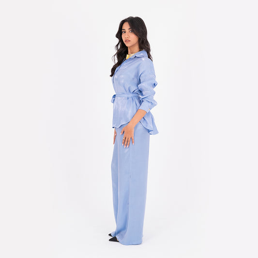 Baby Blue Oversize Satin Set