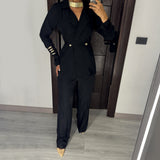 Black Satin Voile Wide-Leg Set