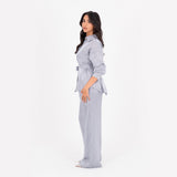 Silver Oversize Satin Set