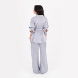 Silver Oversize Satin Set