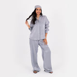 Silver Oversize Satin Set