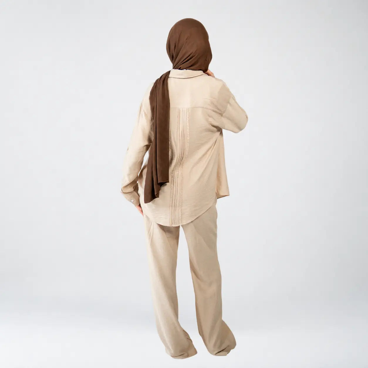 Beige Linen Striped Set