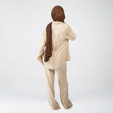 Beige Linen Striped Set
