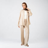 Beige Linen Striped Set