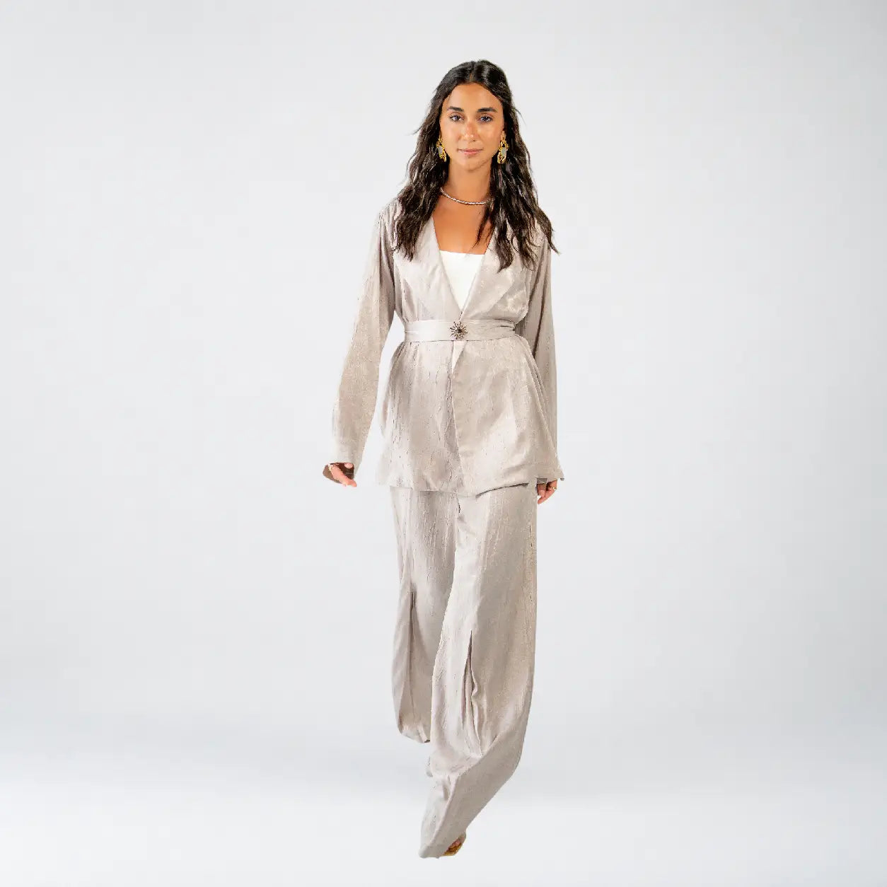 Beige Wrinkled Chic Set