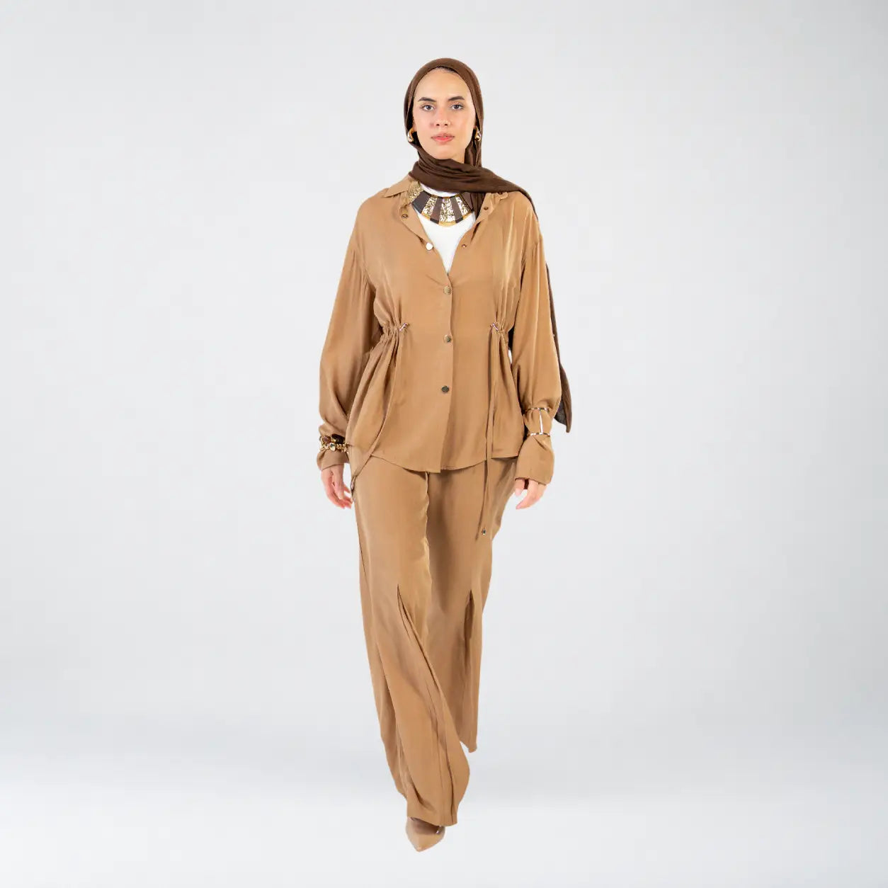 Beige Voile Button Set