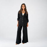 Black Linen Button Set