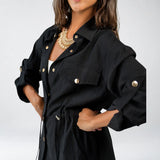 Black Linen Button Set