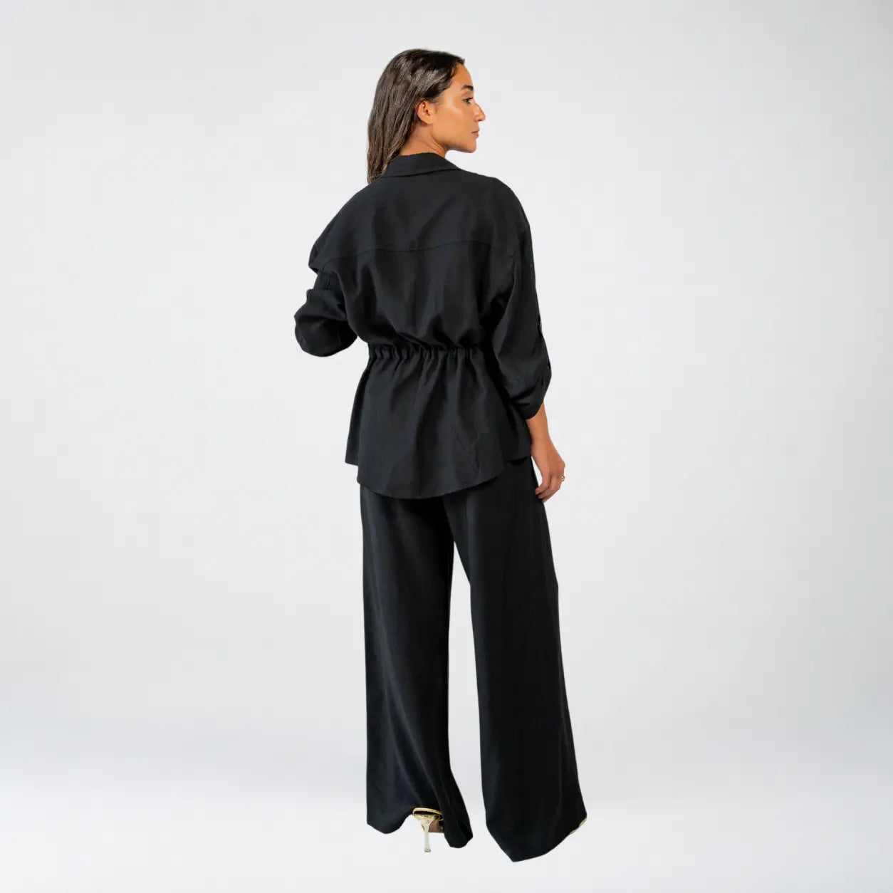 Black Linen Button Set