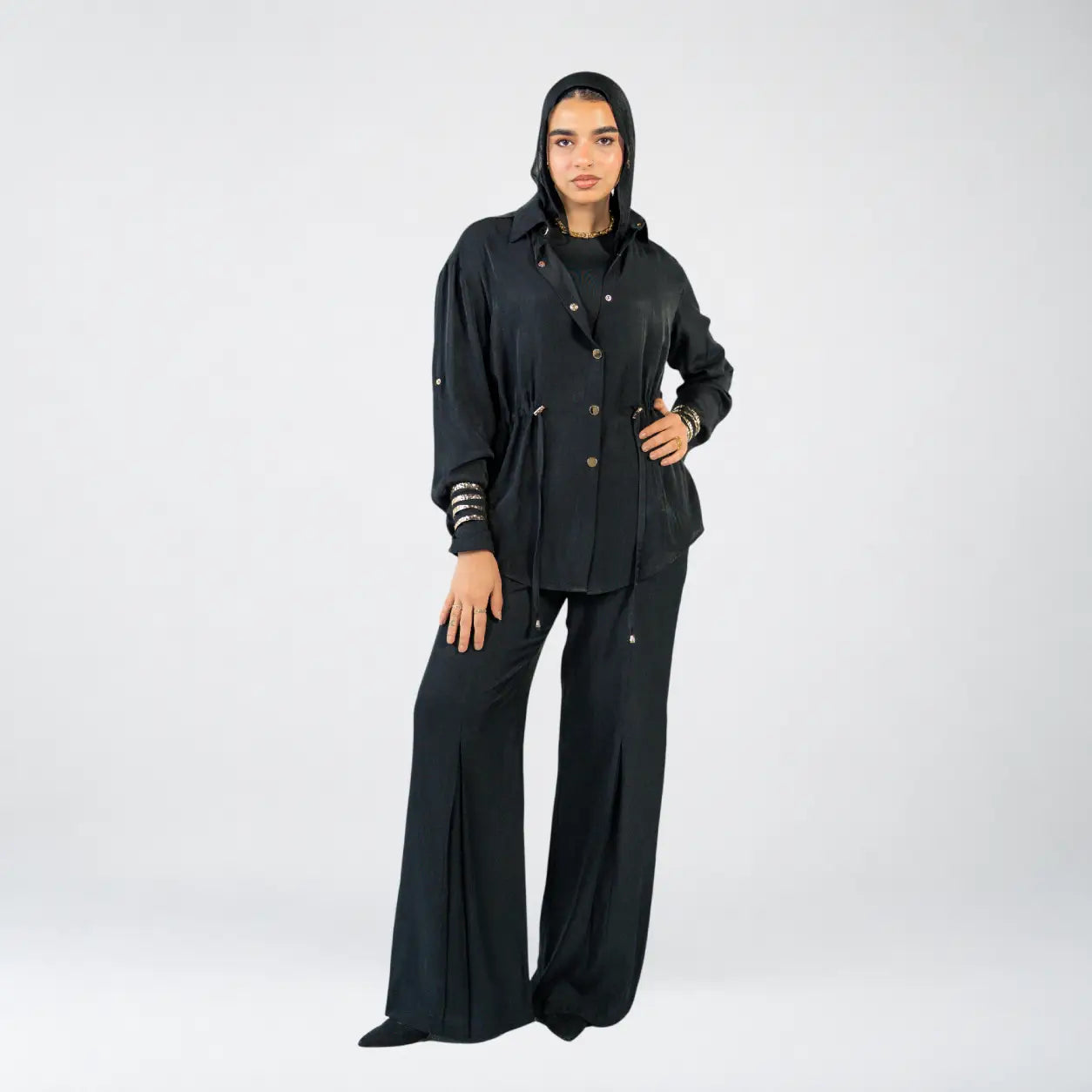Black Voile Button Set