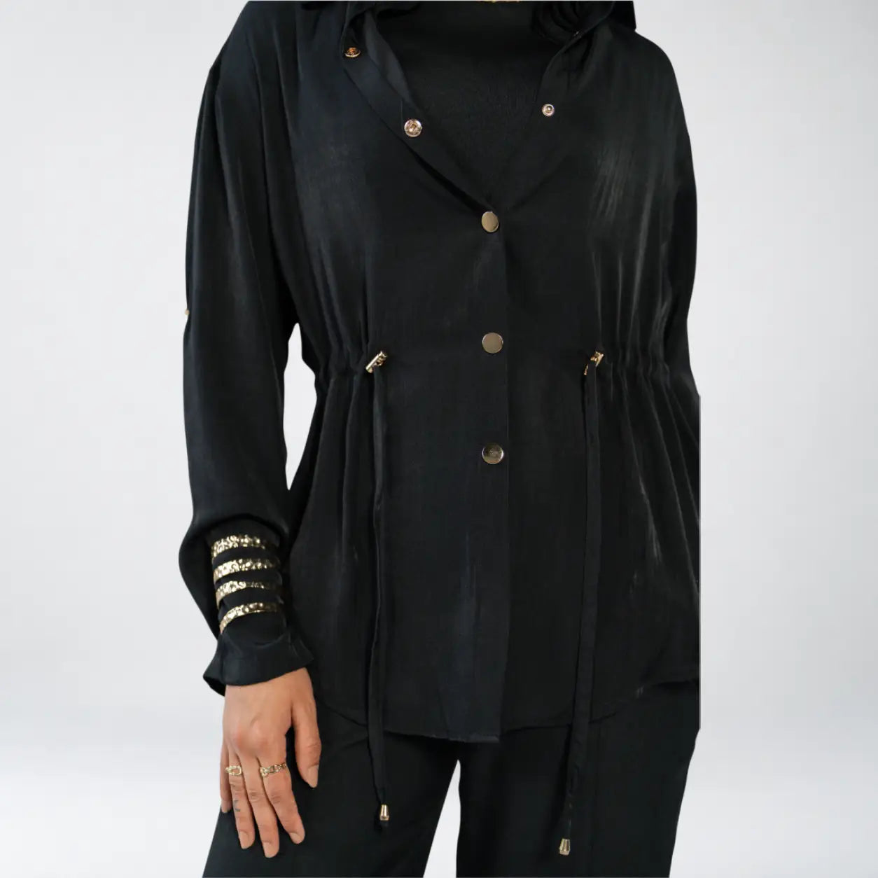 Black Voile Button Set