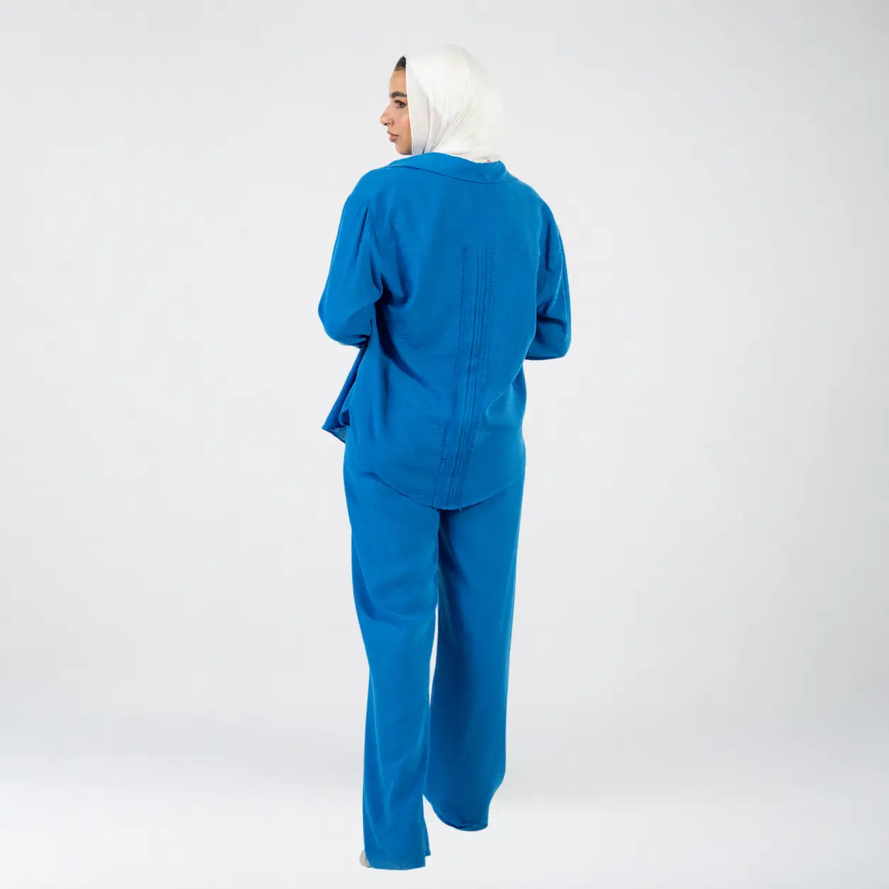 Blue Linen Striped Set