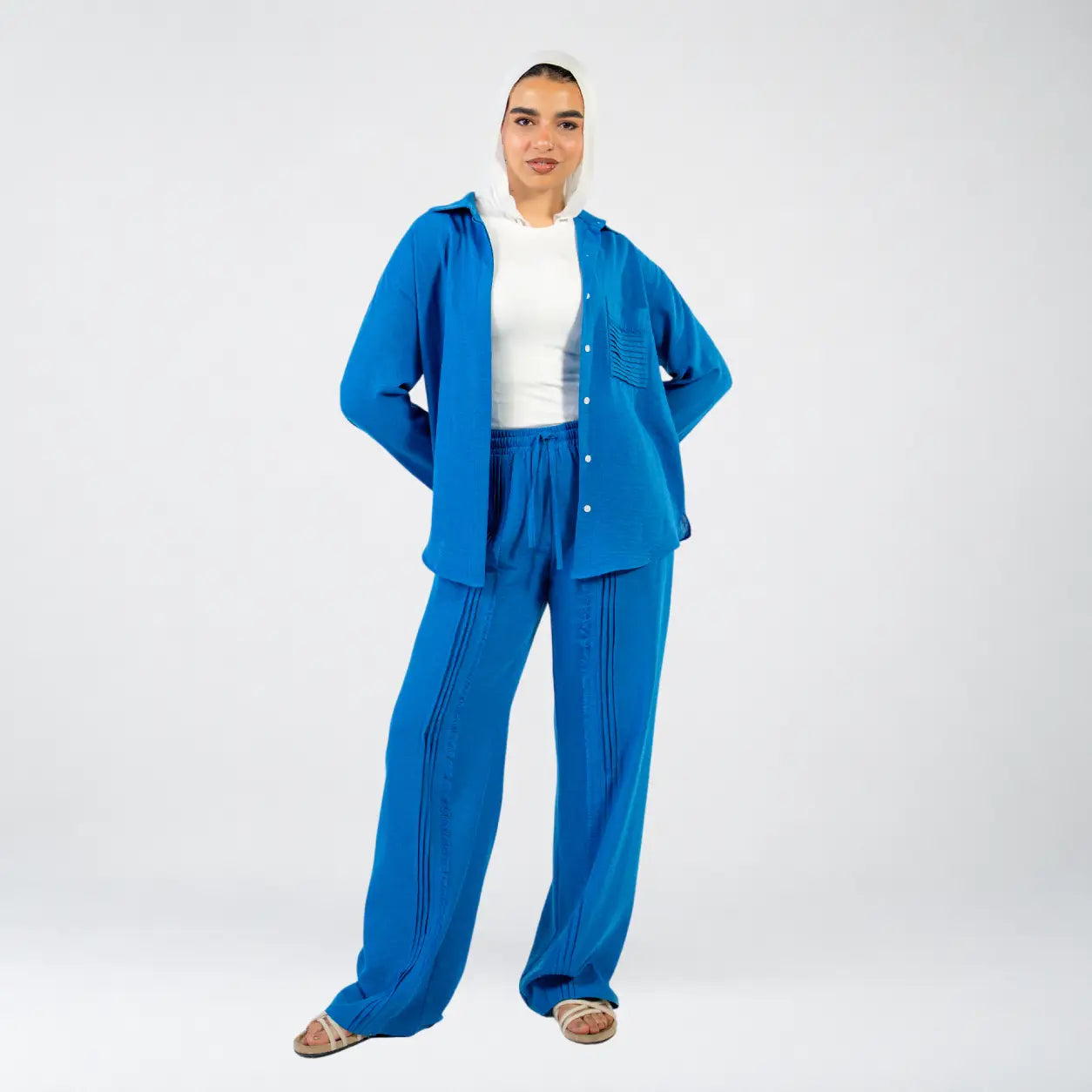 Blue Linen Stripes Set