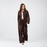 Brown Linen Button Set