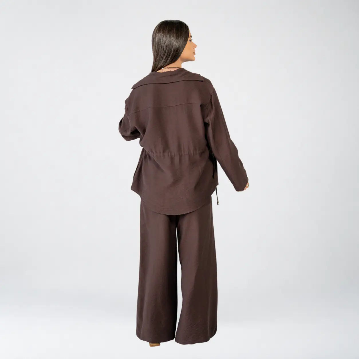 Brown Linen Button Set