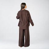 Brown Linen Button Set