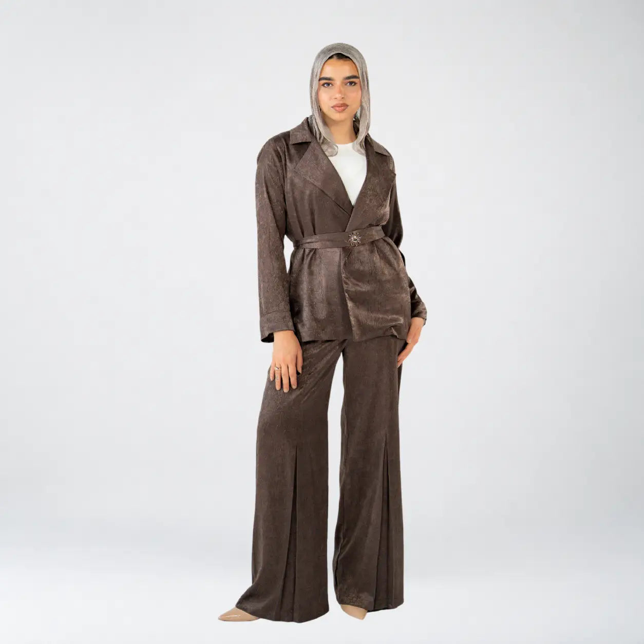 Brown Wrinkled Chic Set