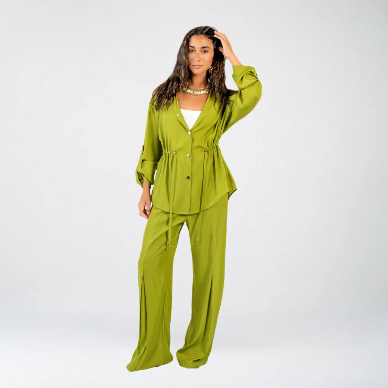 Green Voile Button Set