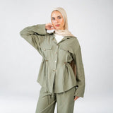 Olive Linen Button Set
