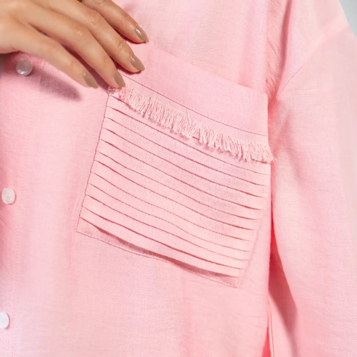 Pink Linen Striped Set