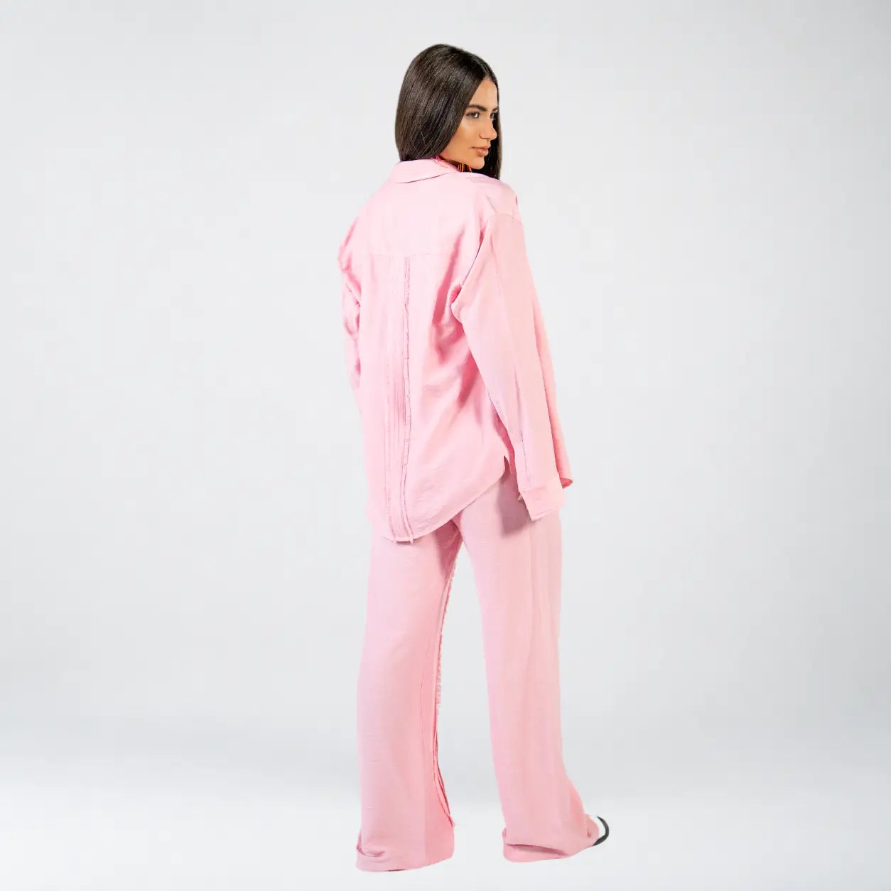 Pink Linen Striped Set