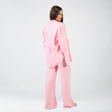Pink Linen Striped Set