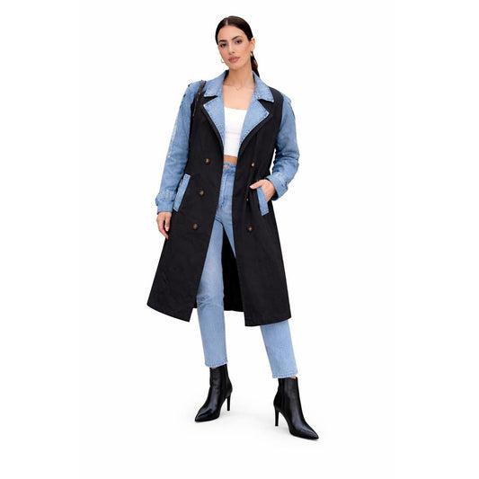 Denim Fusion Trench Coat (Black)